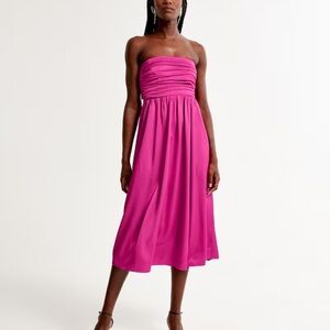 Abercrombie Emerson Ruched Satin Midi Dress